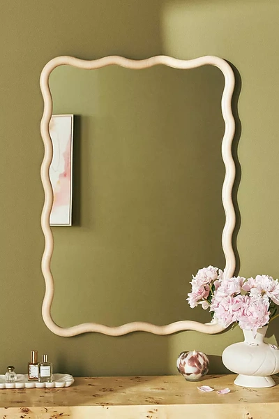 Anthropologie Wiggle Maple Wood Wall Mirror In Neutral