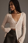 By Anthropologie Lucia Sheer Cardigan Sweater In Beige