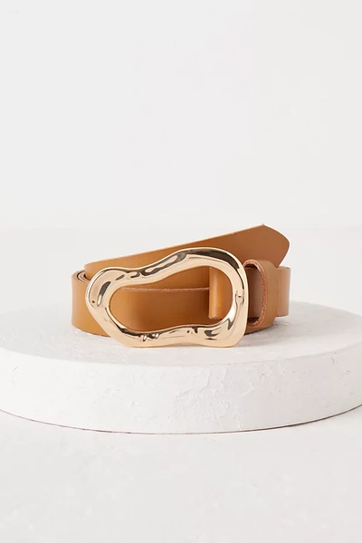 Linea Pelle By Anthropologie Structural Buckle Belt In Beige