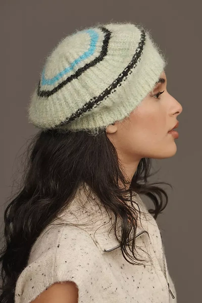 By Anthropologie Graphic Knit Beret In Green