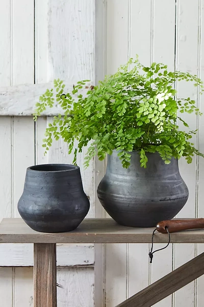 Terrain Charcoal Ceramic Bell Jar Planter, 7" In Gray