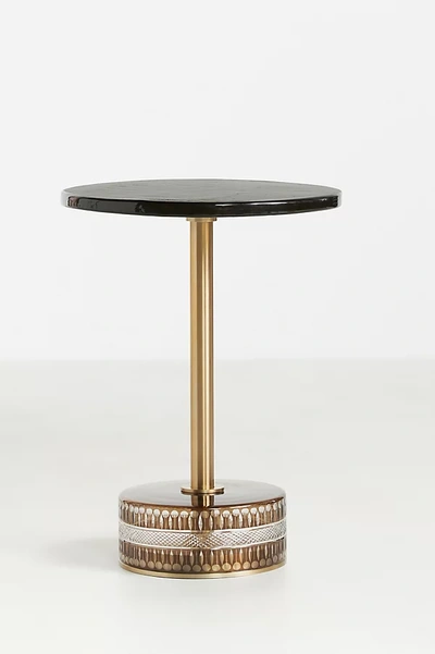 Anthropologie Cecile Amber Glass Side Table In Black
