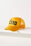 Clare V Ciao Trucker Hat In Yellow