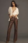 Agolde Sloane Straight-leg Mid-rise Recycled Leather-blend Trousers In Brown