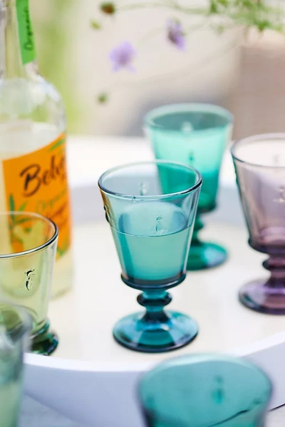 Terrain Colored Glass Bee Wine Glass In Blue