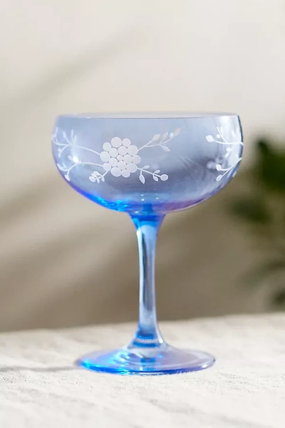 Terrain Colorful Floral Coupe Glasses, Set Of 2 In Blue