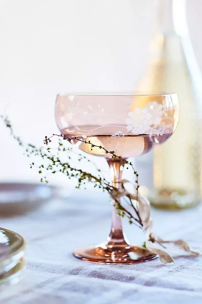 Terrain Colorful Floral Coupe Glasses, Set Of 2 In Pink
