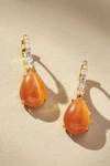 By Anthropologie Crystal Hoop Stone Pendant Earrings In Orange