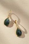 By Anthropologie Crystal Hoop Stone Pendant Earrings In Green
