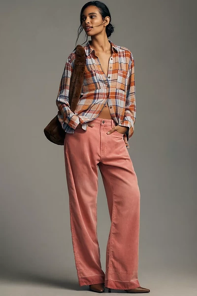 Denimist Teri Cotton-corduroy Wide-leg Pants In Pink