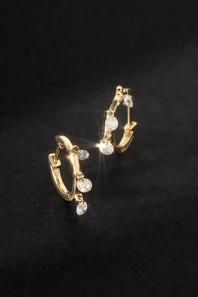 By Anthropologie Diamond Trio Huggie Hoop Earrings In Gold