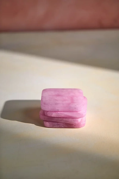Terrain Dyed Alabaster Square Coasters, Set Of 4 In Pink