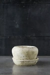 Terrain Earth Fired Clay White Curve Pots + Saucers, 2 Sizes Set