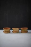 Terrain Earth Fired Clay Thin Rim Pot + Saucer, Set Of 3 In Brown