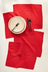 Anthropologie Edison Portuguese Linen Placemats, Set Of 4 In Red