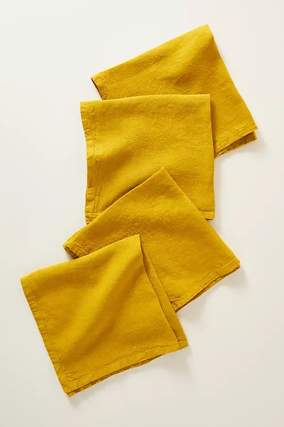 Edison Portuguese Linen Placemats, Set Of 4 In Yellow