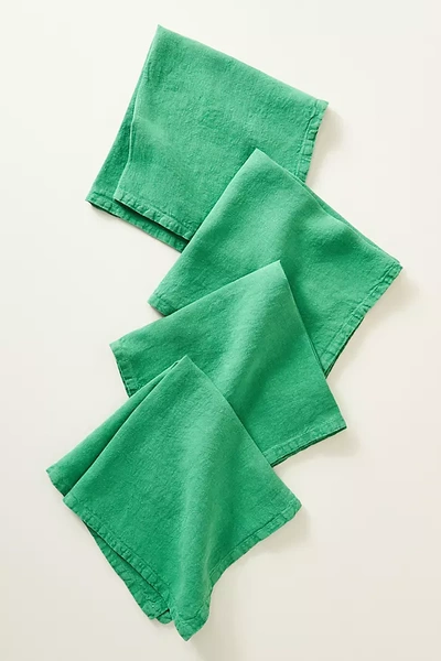 Edison Linen Napkins, Set Of 4 In Green