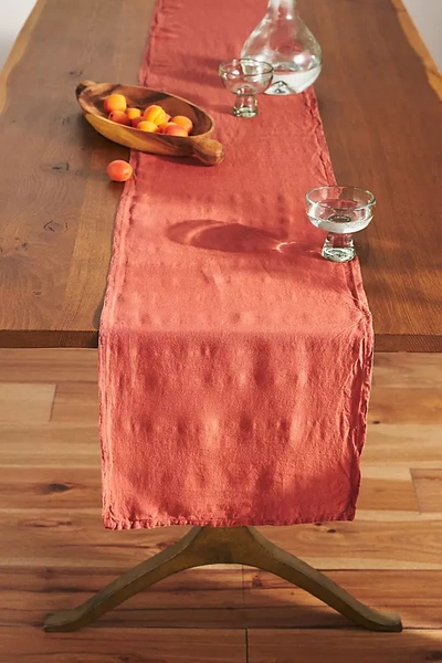 Anthropologie Edison Portuguese Linen Table Runner In Red