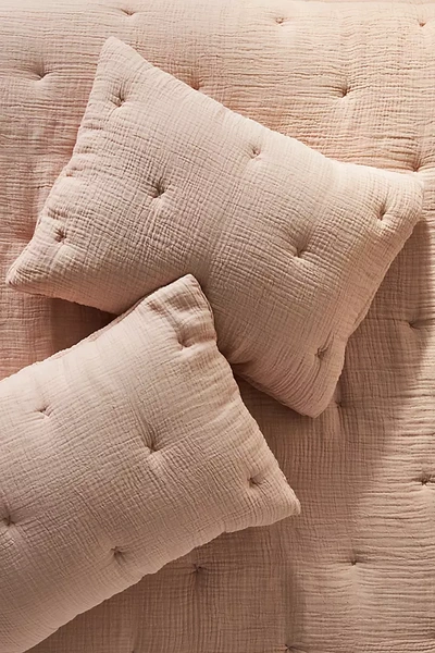 Anthropologie Elysian Cross-dyed Gauze Euro Sham In Pink