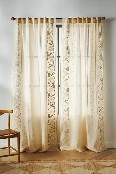 Anthropologie Embroidered Manette Curtain