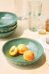 Anthropologie Amelie Latte Portuguese Stoneware Pasta Bowls, Set Of 4 In Green
