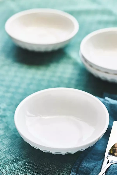 Anthropologie Amelie Latte Pasta Bowls, Set Of 4 In White