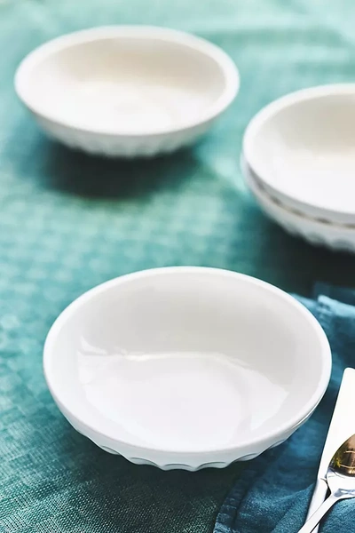 Anthropologie The Latte Stoneware Pasta Bowls, Set Of 4: Amelie Edition In White
