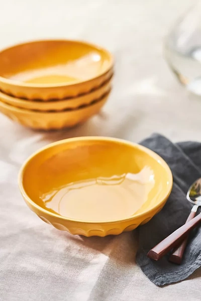 Anthropologie Amelie Latte Pasta Bowls, Set Of 4 In Orange