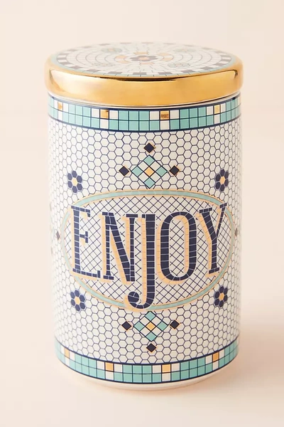 Anthropologie Enjoy Bistro Tile Canister In Multi