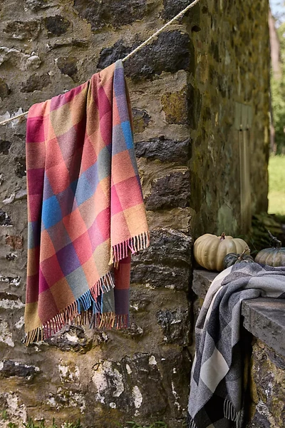 Terrain Sunset Check Merino Wool Throw In Multi