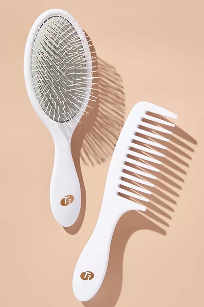 T3 Detangle Duo Detangling Brush + Shower Comb Set In White