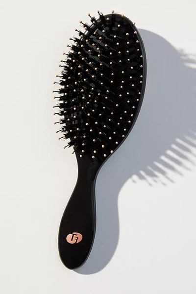 T3 Polish & Shine Premium Faux Boar And Nylon Oval Hairbrush In Black