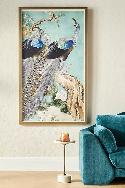 Anthropologie Teal Peacock Wall Art In Multi