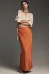 By Anthropologie The Tilda Maxi Slip Skirt In Orange