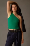 Pilcro The Zeda Ribbed One-shoulder Top By  In Green