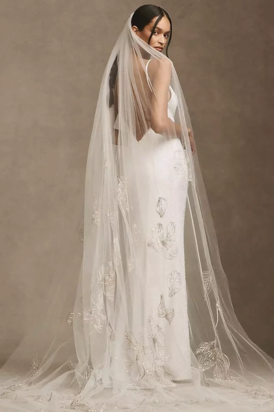 Theia Halo Embroidered Veil In Gold
