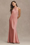 Bhldn Ruby Twist Halter Satin Gown In Multicolor