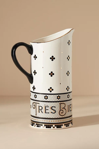 Anthropologie Bistro Tile Pitcher In White