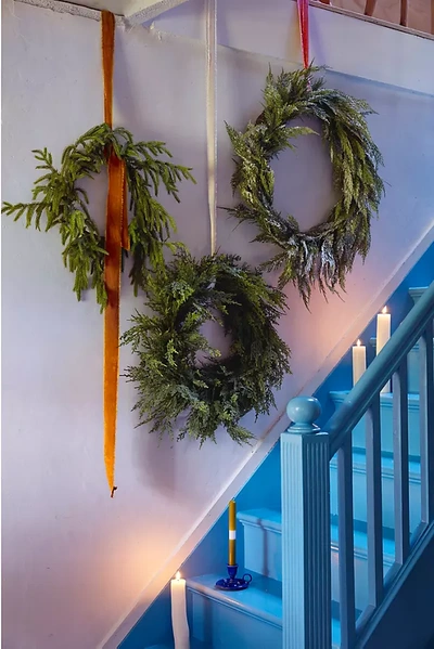 Terrain Faux Cedar Wreath In Green