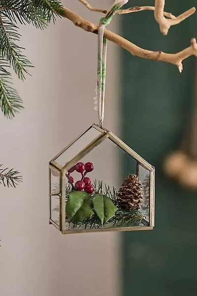 Terrain Fillable Greenhouse Brass + Glass Ornament In Gold