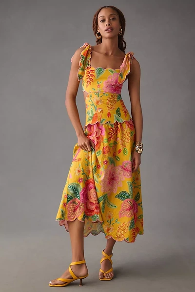 knee length dresses for ladies Sand Macaw Jungle V Neck Midi Dress main image 0