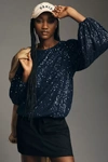 Flat White Sequin Top In Blue