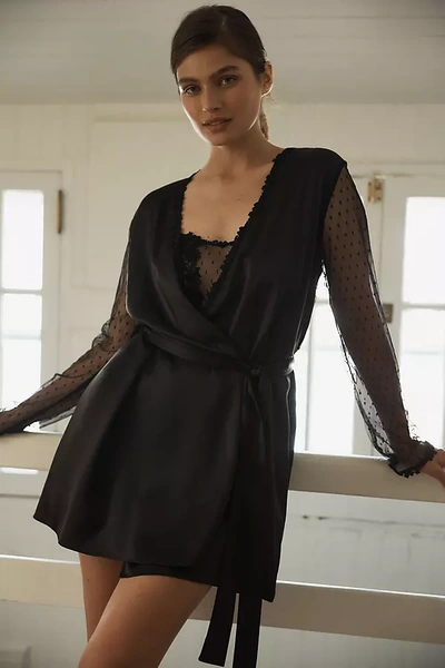 Flora Nikrooz Showstopper Long-sleeve Lace-back Coverup In Black