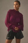 Farm Rio Ruffle Smocked Blouse In Purple