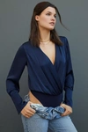 Favorite Daughter The Date Blouse Bodysuit In Blue