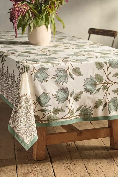 Terrain Flora Cotton Tablecloth In Green