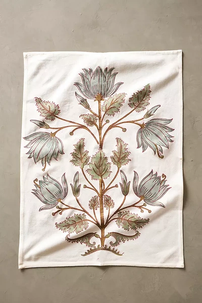 Terrain Flora Cotton Tea Towel In White