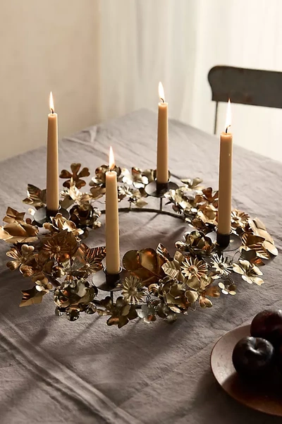 Terrain Floral Iron Wreath Candelabra In Yellow