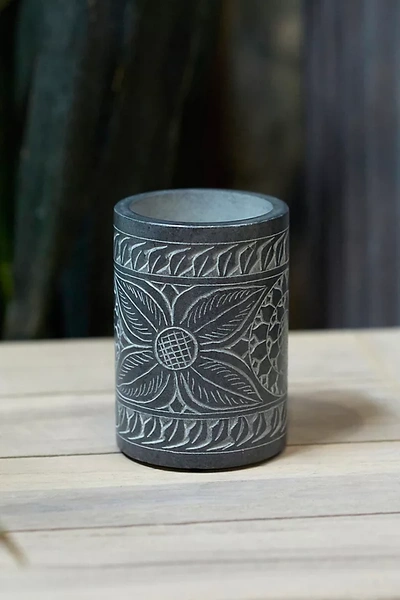Terrain Floral Etched Soapstone Bathroom Tumbler In Blue