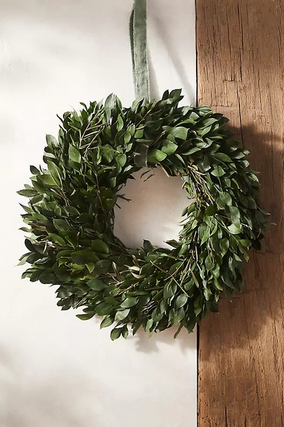 Terrain Fresh Ruscus + Olive Leaf Wreath In Green